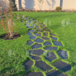 Basalt hexagonal tiles in landscape design (5 cm thick)