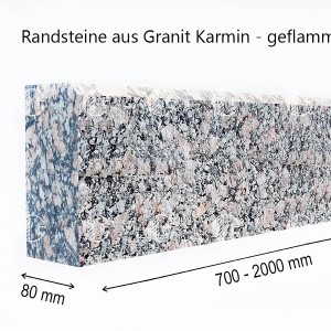 Randsteine aus Granit Karmin - geflammt
