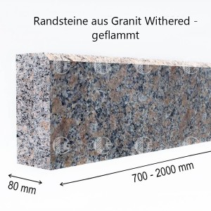 Randsteine aus rotem Granit Withered - geflammt
