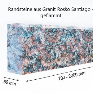 Randsteine aus rotem Granit - - geflammt