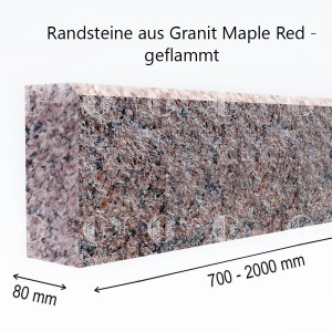Randsteine ​​aus rotem Granit - geflammt