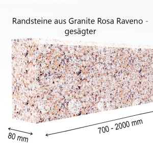 Randsteine aus gesägter rotem Granit