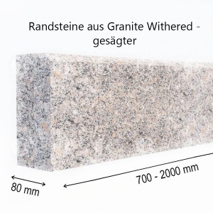 Randsteine aus gesägter rotem Granit