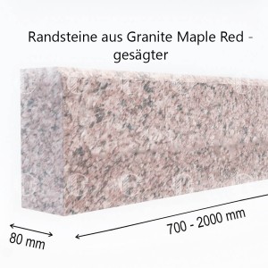 Randsteine aus rotem Granit - gesägter