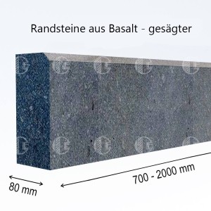Randsteine aus schwarzem Basalt-Stein - gesägter