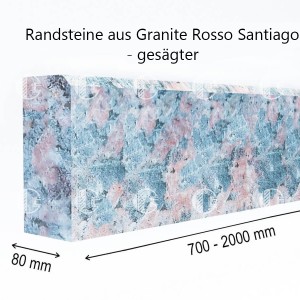 Randsteine aus Granit Rosso Santiago - gesägter