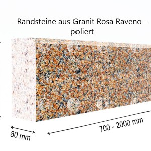 Randsteine aus poliertem rotem Granit