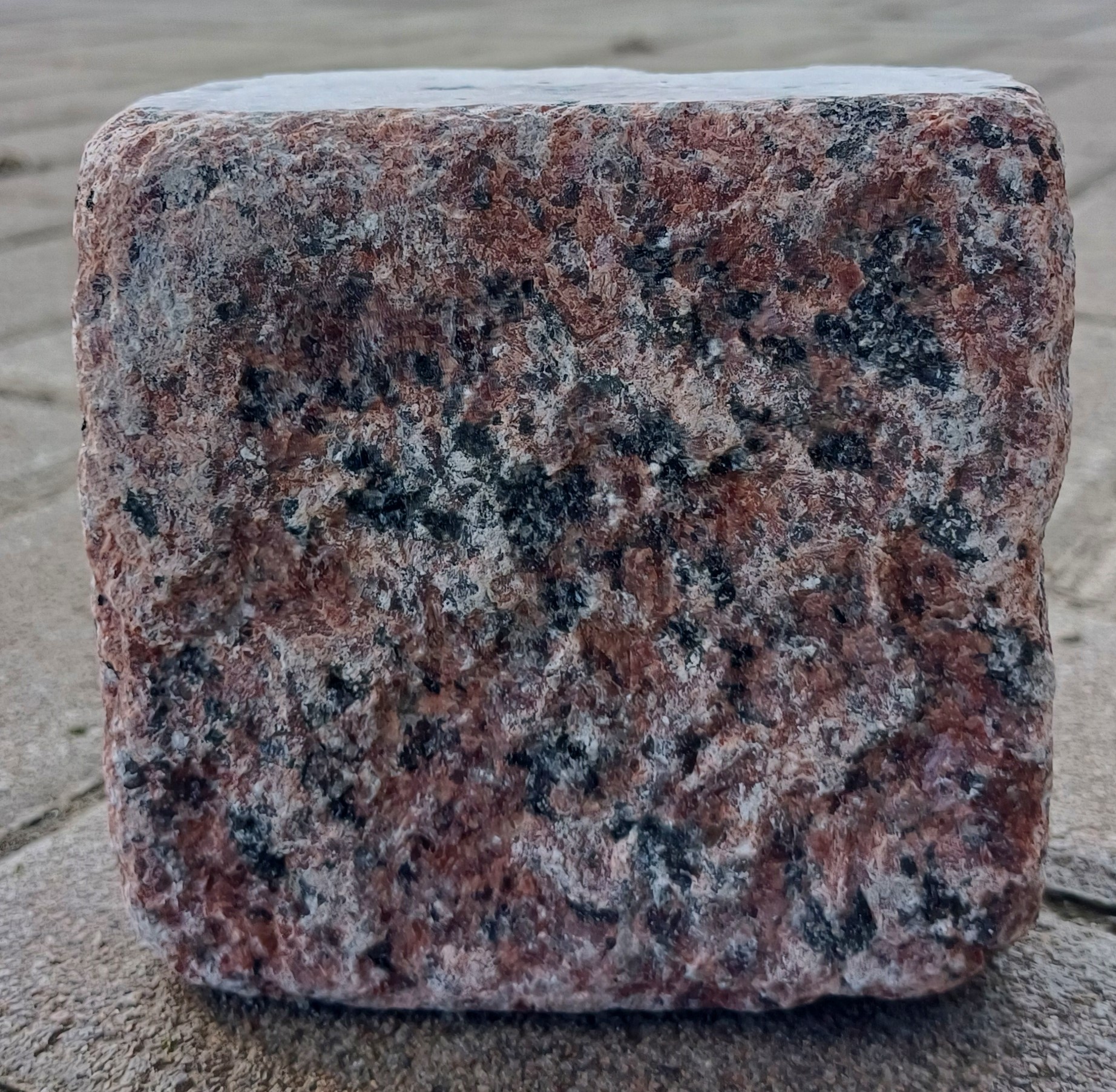 tumbled paving stones of red granite