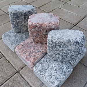 tumbled paving stones of red granite