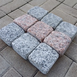tumbled paving stones of red granite