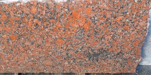 Colour and texture of Rosso Santiago granite