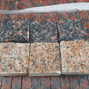 Sawn-split paving stone from granite Leopard and Flower of Ukraine