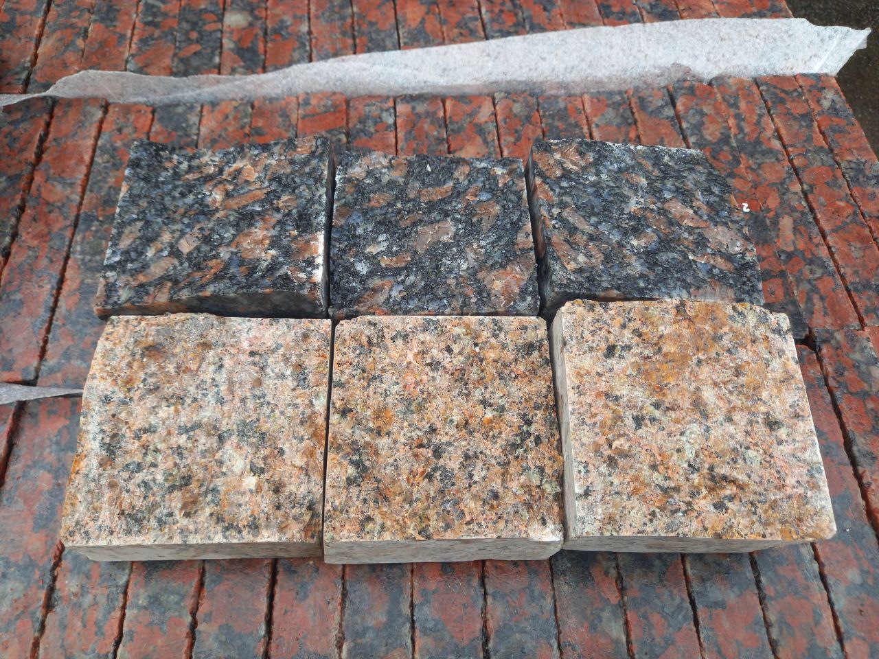 Sawn-split paving stone from granite Leopard and Flower of Ukraine