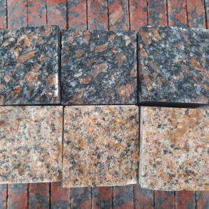 Granite paving stone from two types of granite: Leopard and Flower of Ukraine