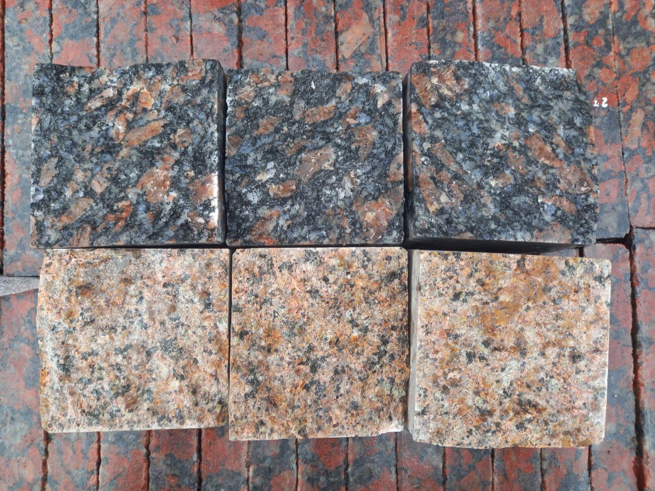 Granite paving stone from two types of granite: Leopard and Flower of Ukraine