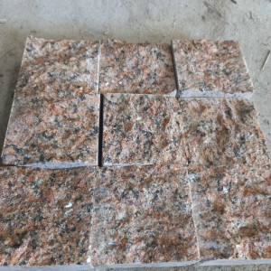 Paving stone from pink granite 10x10x5