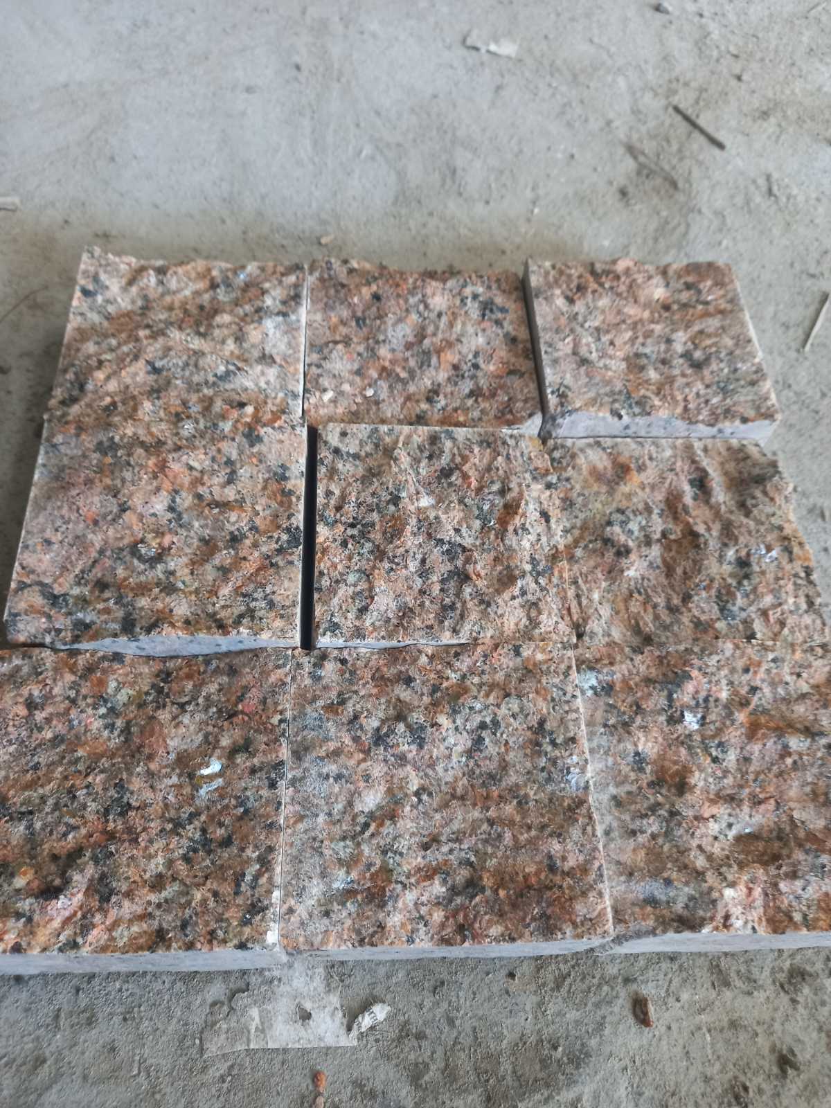 Paving stone from pink granite 10x10x5