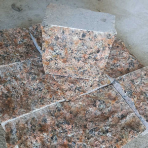 Sawn-split paving stone from granite Flower of Ukraine