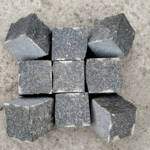 Black stone paving stone Gabbro 10x10x10 cm