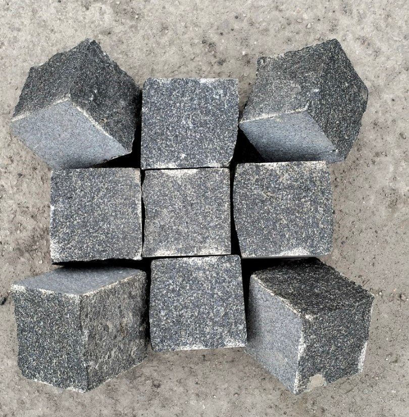 Black stone paving stone Gabbro 10x10x10 cm