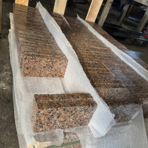 Sawn paving stones stacked on a pallet