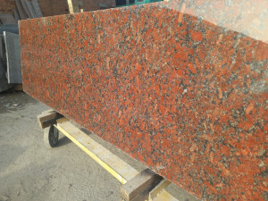 Slab of red granite Rosso Santiago