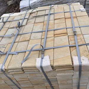 Sandstone tiles packed on a pallet