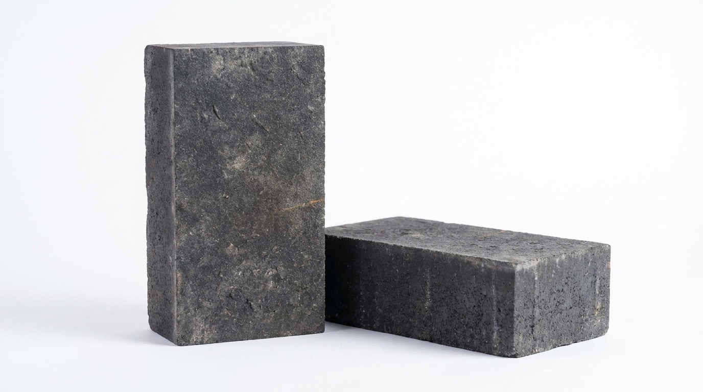 Basalt paving stones with heat-treated (flamed) upper part, 20x10x5