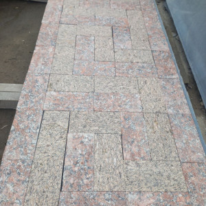 Yellow and red granite paving stones