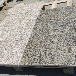 Polished and flamed yellow granite tiles
